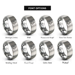 font options for inside engraving on gray memorial flame teardrop rings