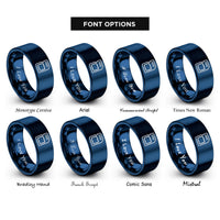 font options for inside engraving on blue memory card rings