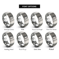font options for inside engraving on gray memory card rings