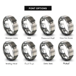 font options for inside engraving on grey memory card rings
