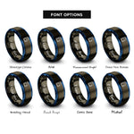 font options for inside engraving on gunmetal & blue memory card rings