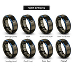 font options for inside engraving on gunmetal & blue memory card rings