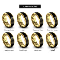 font options for inside engraving on black & gold memphis badge rings
