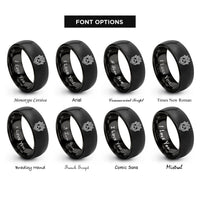 font options for inside engraving on black memphis badge rings