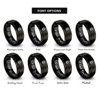 font options for inside engraving on black memphis badge rings