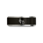birthday ideas for him – black & gray tungsten truckers hitch carabiner wedding band