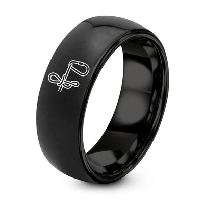 Truckers Hitch Carabiner – Tungsten Wedding Band, 8 mm, Black Comfort-Fit Unisex