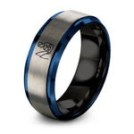 black & blue & grey tungsten father child fishing ring