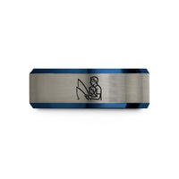 black tungsten ring him – black & blue & silver tungsten father child fishing wedding band