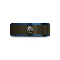 tungsten carbide ring him – gunmetal & blue tungsten neuron cell wedding band