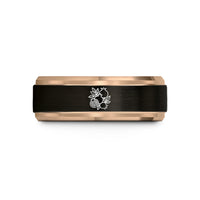 tungsten comfort fit ring – black & rose gold tungsten pomegranate cluster wedding band