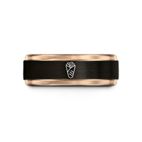 tungsten wedding band him – black & rose gold tungsten shawarma wrap wedding band