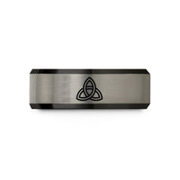 mens black tungsten ring – black & silver tungsten triquetra knot wedding band