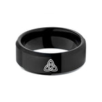 tungsten mens band ring – black tungsten triquetra knot wedding band
