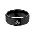 custom rings for him – black tungsten elevation compass wedding band