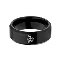 special presents for him – black tungsten bronc rider wedding band