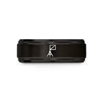 men’s stylish wedding ring – black tungsten control flag wedding band