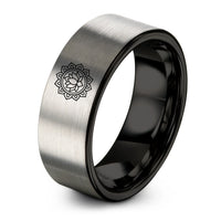 Men Gifts for Birthday – black & grey tungsten minimal lotus ring