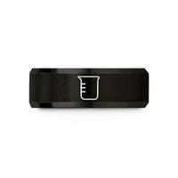 engraved rings for him – black tungsten beaker wedding band