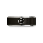 tungsten rings for him – black & grey tungsten visor up helmet wedding band