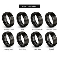font options for inside engraving on black men holding rings