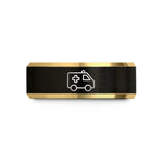 tungsten carbide rings him – black & gold tungsten ambulance van wedding band