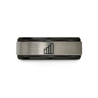 rings for couples gift – black & silver tungsten meter columns wedding band