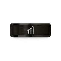 custom engraved rings him – black tungsten meter columns wedding band