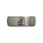 custom engraved rings him – gunmetal & grey tungsten meter columns wedding band