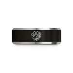 tungsten comfort fit ring – black & gray tungsten leafy paw vine wedding band