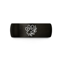 unisex tungsten ring band – black tungsten leafy paw vine wedding band