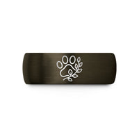 tungsten comfort fit ring – gunmetal & black tungsten leafy paw vine wedding band