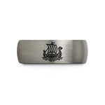 tungsten him wedding band – gunmetal & gray tungsten longship at sea wedding band