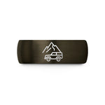 men's black titanium ring – gunmetal & black tungsten mountain 4x4 wedding band