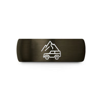men's black titanium ring – gunmetal & black tungsten mountain 4x4 wedding band