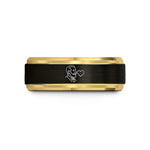 engraved rings for him – black & gold tungsten abuelo heart wedding band