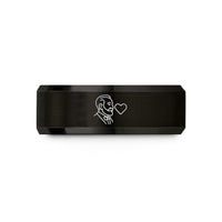custom mens ring bands – black tungsten abuelo heart wedding band