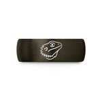 custom engraved tungsten ring – gunmetal & black tungsten bearded dragon wedding band