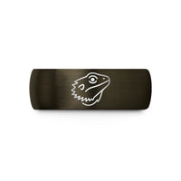 custom engraved tungsten ring – gunmetal & black tungsten bearded dragon wedding band