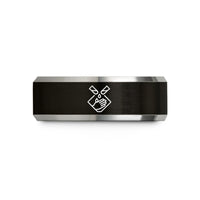 men’s anniversary wedding band – black & gray tungsten corrosive wedding band