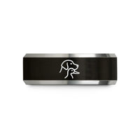 comfortable men's ring fit – black & gray tungsten retriever duck wedding band