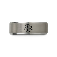 men's anniversary band – black & silver tungsten retriever duck wedding band