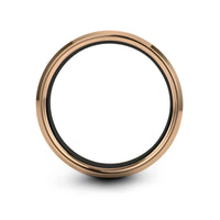 couples tungsten matching rings – copper engraving on black & rose gold & gray tungsten wedding band