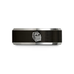 men's engraved ring – black & grey tungsten law books stack wedding band