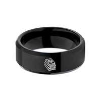 unisex tungsten band – black tungsten law books stack wedding band