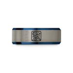 tungsten comfort-fit ring – blue & silver tungsten starry night wedding band