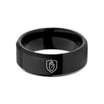 black tungsten carbide ring – black tungsten ulster shield wedding band