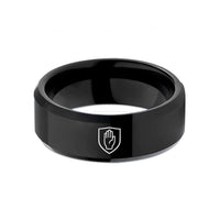 black tungsten carbide ring – black tungsten ulster shield wedding band