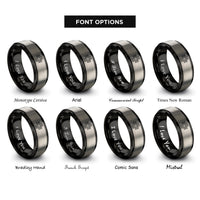 font options for inside engraving on black & grey menger cross section rings