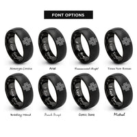 font options for inside engraving on black menger cross section rings